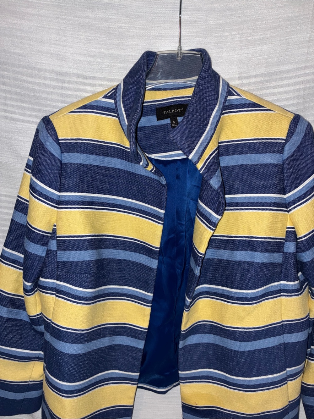 Talbots, Women’s 10, Blue and Yellow Striped Blazer